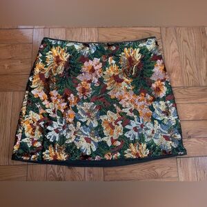 Floral Sequin Skirt - Multicolor